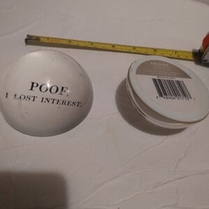 2#FRINGE STUDIO& Santa Barbara POOF" Glass Dome Paperweights in black Lettering
